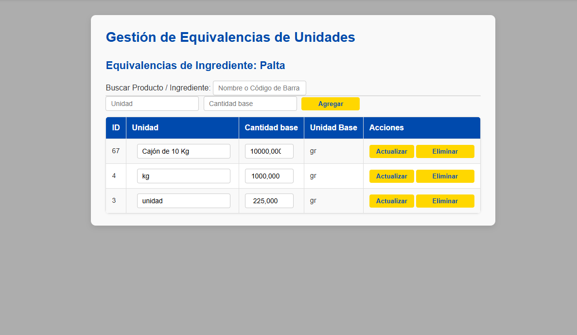 Gestión de equivalencias
